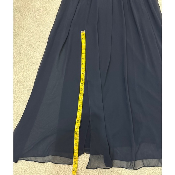 NWT Dessy Collection Blue Pleated V-Neck Gown - Picture 13 of 16